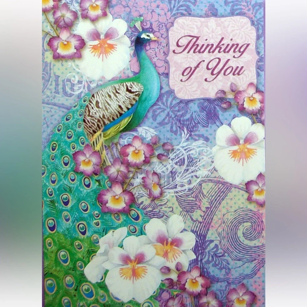 Pooch & Sweetheart Floral Peacock Greeting Card Assorted Set of 4 (97108-4)